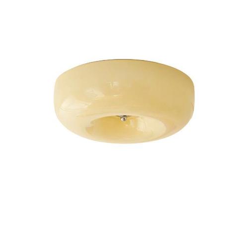 Full Spectrum Eye-Caring Cream Wind Pudding Flush Mount Lamp French Retro Romantic Study Corridor Simple Medieval Glass Lamp