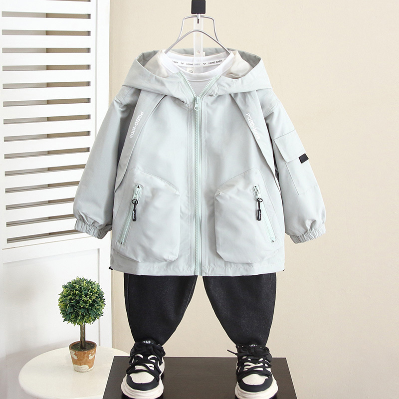 5902 Chaqueta de chaquetas para niños Primavera y otoño Top con capucha de estilo occidental para niños 2024 Nuevo estilo de moda de otoño para bebés