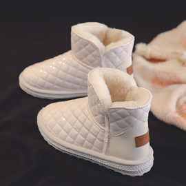 雪地靴女防水冬季2022年新款加绒面包棉鞋学生韩版百搭亮面短靴女