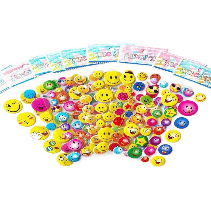 Смайлик стерео наклейки мультфильм детей раннего образования повторяющиеся наклейки милые смайлик пузырь наклейки призовые наклейки