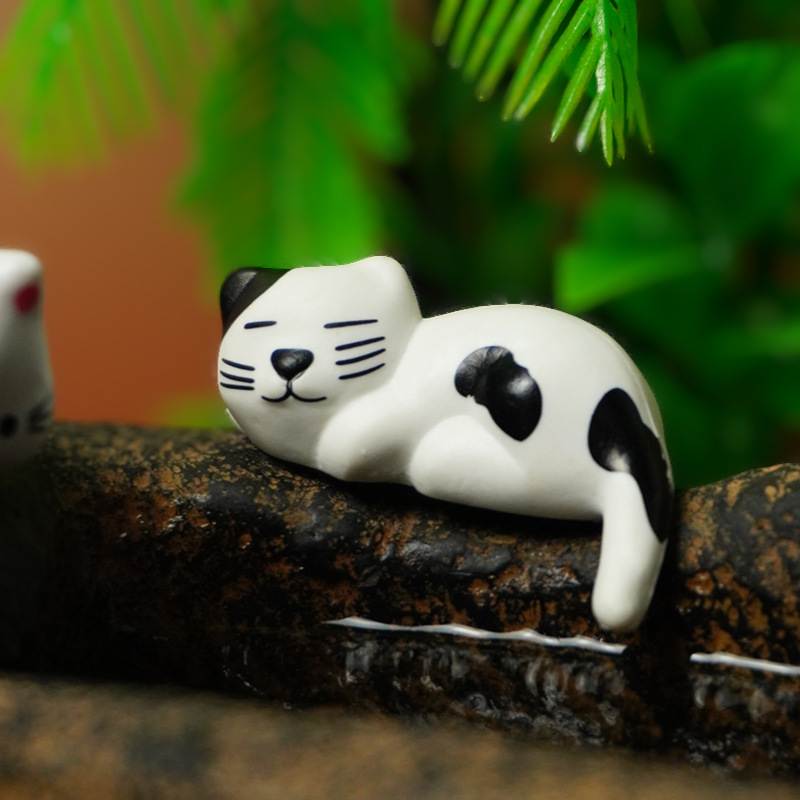 Dormir gato micro paisaje japonés gato artesanía Decoración Accesorios PVC pecera pequeños adornos gatito