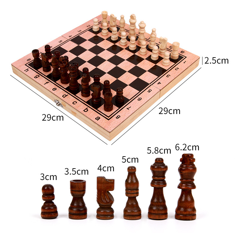 Cross-border niños de madera plegable ajedrez de madera de alta calidad magnético tablero de ajedrez juego de juguetes al por mayor