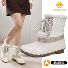 跨境新款雪地靴女冬季保暖猎鸭靴户外中筒时尚防水防滑雪地靴