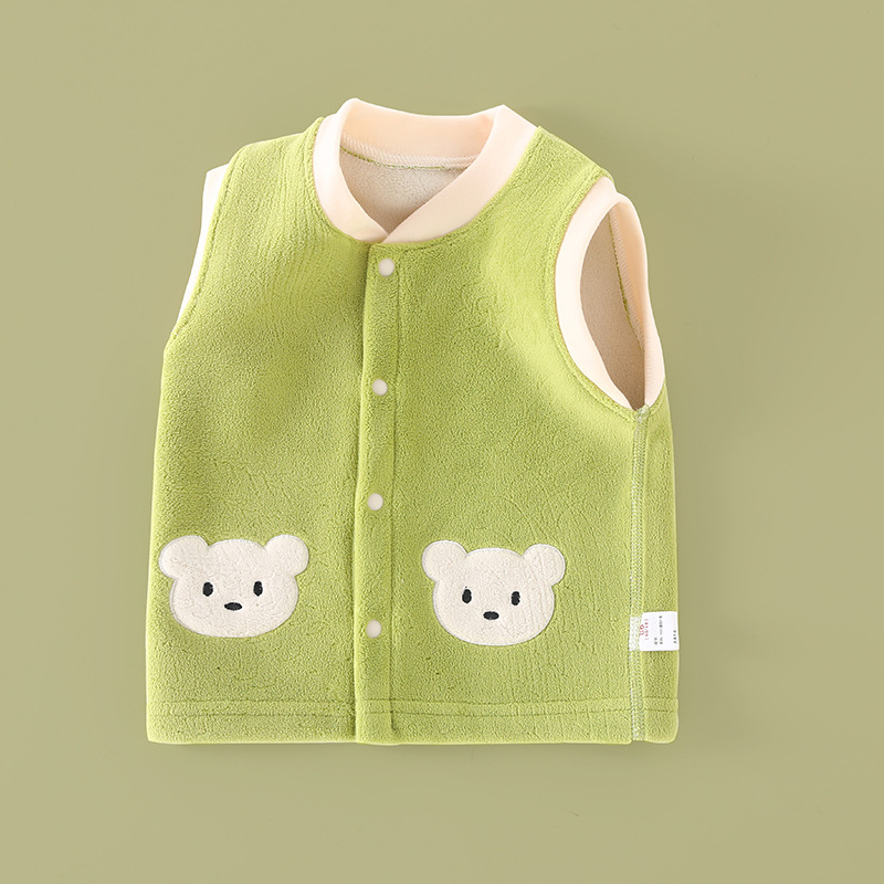 Niños y Niñas bebé otoño e invierno chaleco forrado de lana chaleco cálido infantil chaleco de los niños medio y pequeño chaleco de los niños superior suave