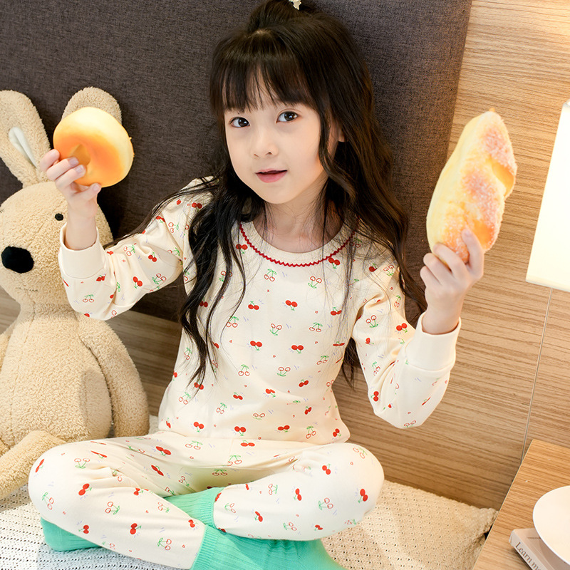 2024秋冬儿童卡通棉毛衫中小男女童打底内衣套装家居服睡衣两件套