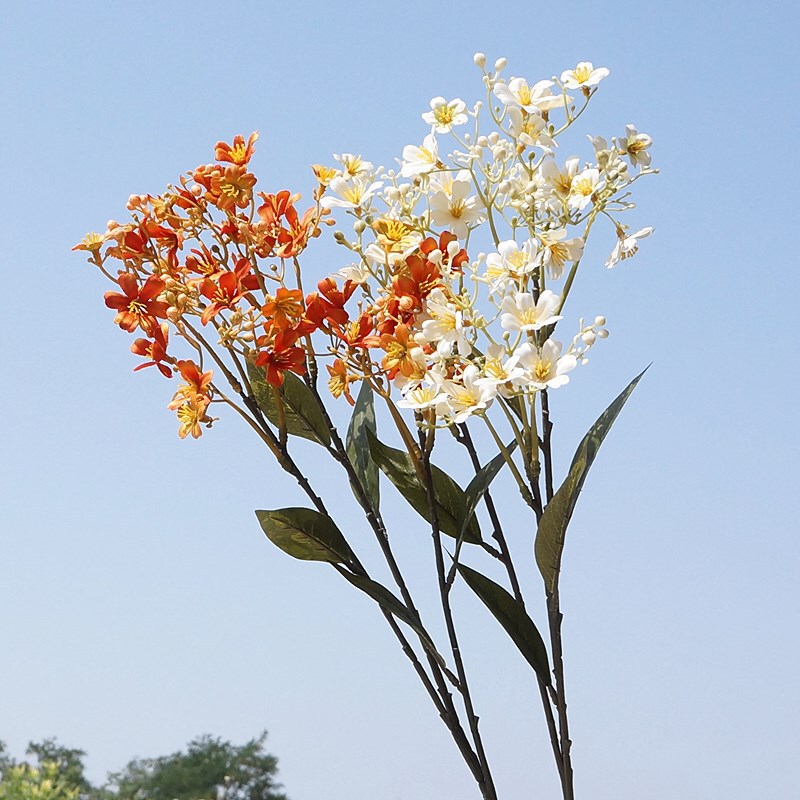 Artificial Flower Single Stem Autumn-Colored Daphne Flower Vintage Style Fake Flower Home Decor Photography Prop Wedding Flower