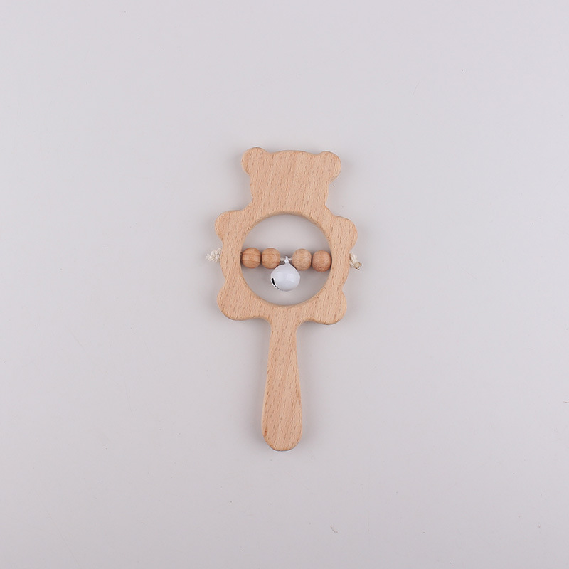 Bebé recién nacido beech animal oso campana calmar goma de plástico infantil puzzle manual agarrar juguete campana