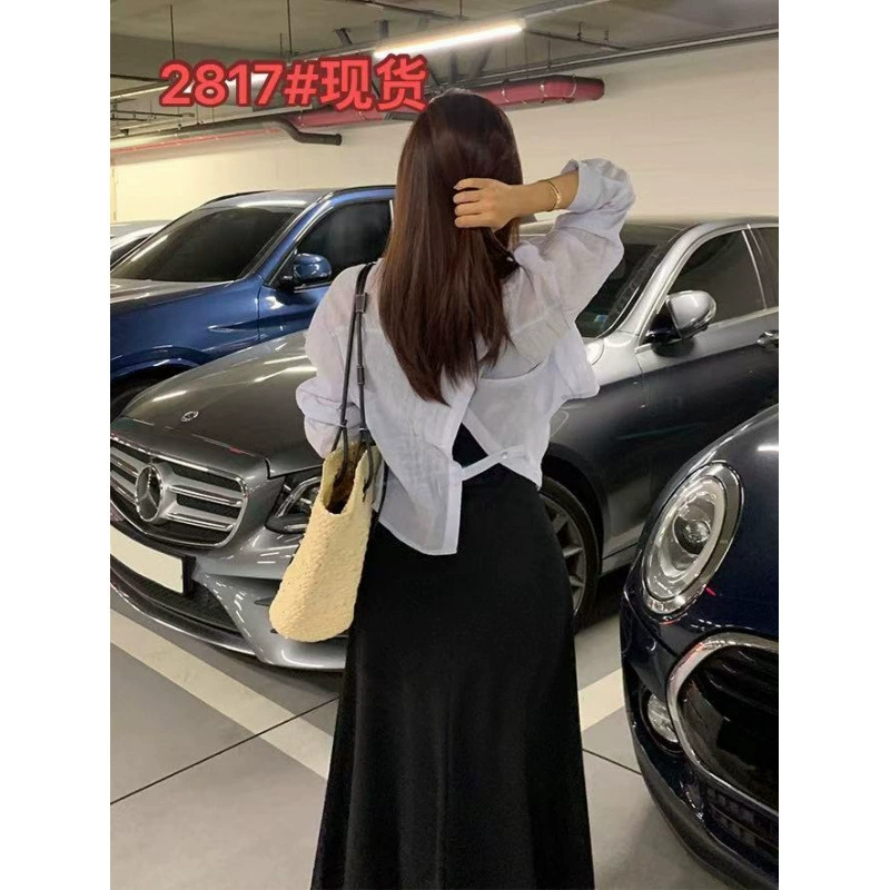 Южная Корея chic весенний новый нишевые дикие спинки кроссовер дизайн свободный длинный рукав тонкая солнцезащитная рубашка для женщин