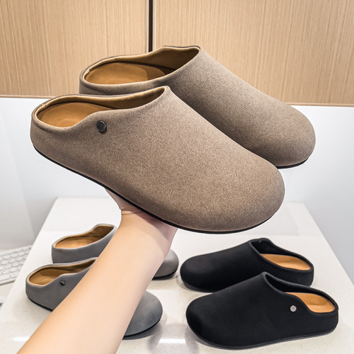 Light luxury designer 2025 cross-border summer high quality breathable Bokan half-heel men's shoes slip-on sandals men's shoes 