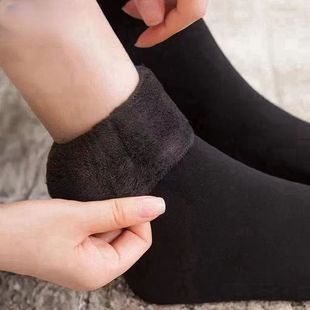 Winter fleece-lined Thickened Snow Socks Antifreeze Warm Socks Men and Women Long Tube Floor Socks Cold Resistant fleece-lined Socks Medium Tube