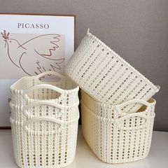 籐編み収納バスケットスナック玩具雑品整理バスケット手提げ衣類収納バスケットプラスチックデスクトップ収納バスケット
