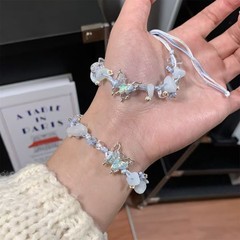 Xiaohongshuの人気の新しい中国風の手織り甘い蓮の花と蝶のブレスレット、ファッショナブルで新鮮なキンモクセイの猫のブレスレット