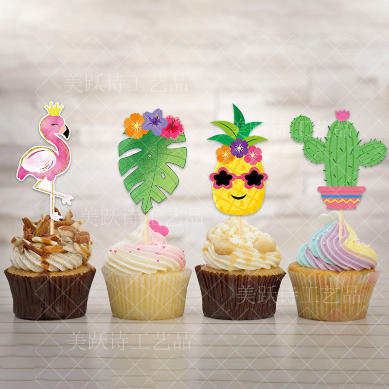 Amazon Hawaiian Summer Party Cake Decoration Inserte Tropical Beach Party Decoration Cake Plugin
