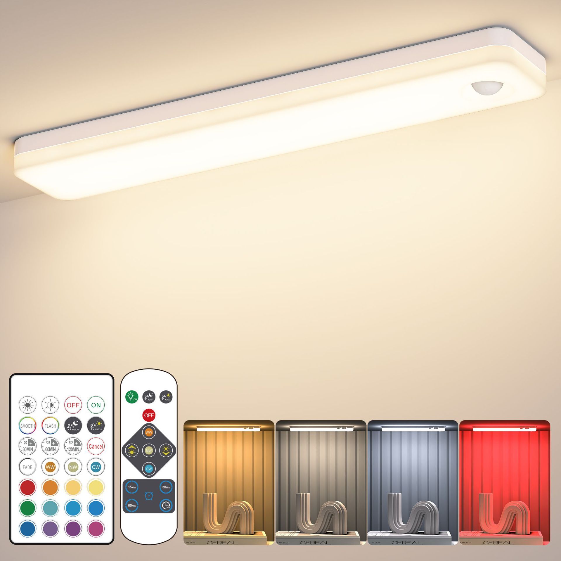 Led Intelligent Human Body Sensor 7-Battery Indoor Bedside Night Light Home Corridor Bedroom Cabinet Wardrobe Light