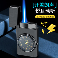 HF608创意电子手表打火机金属直冲蓝焰防风礼品朗声打火机厂家批