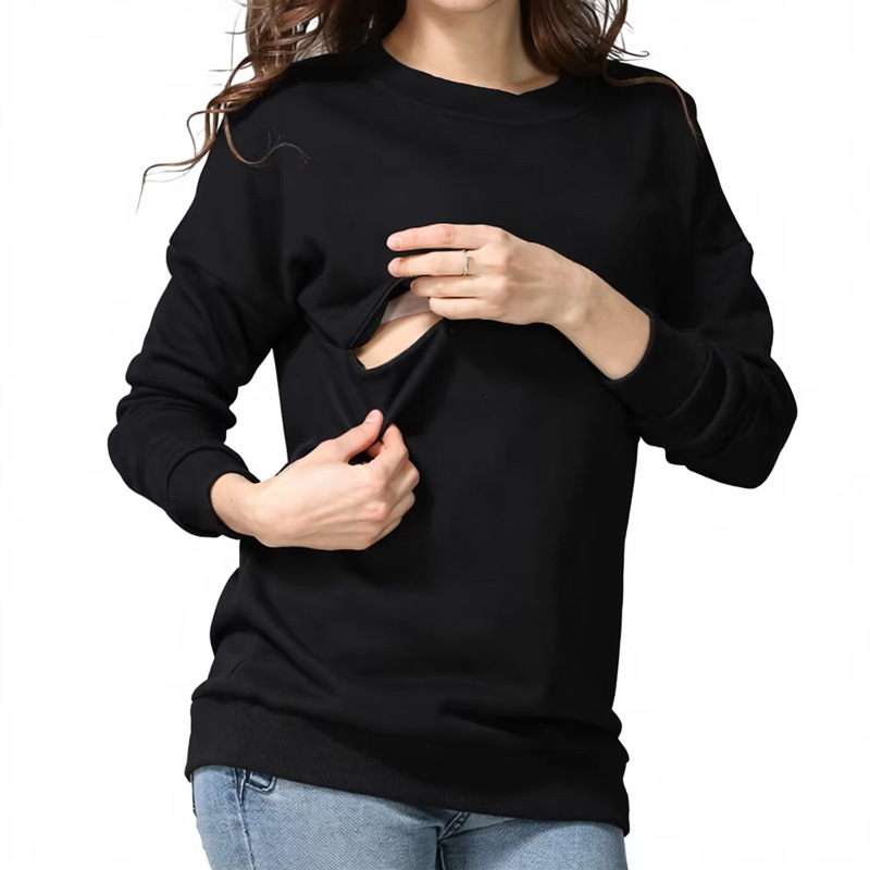 Maternity Fleece Sweatshirt Loose Fit Winter Pullover For Women_voghion.com