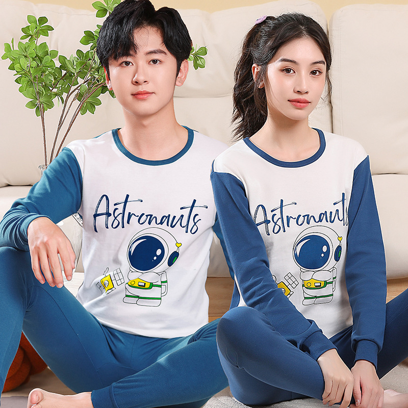 Teenager Autumn Clothes and Trousers suit Autumn and Winter Girls' Thermal Underwear Middle and Big Children Junior High School Boys Home Wear Long Sleeve