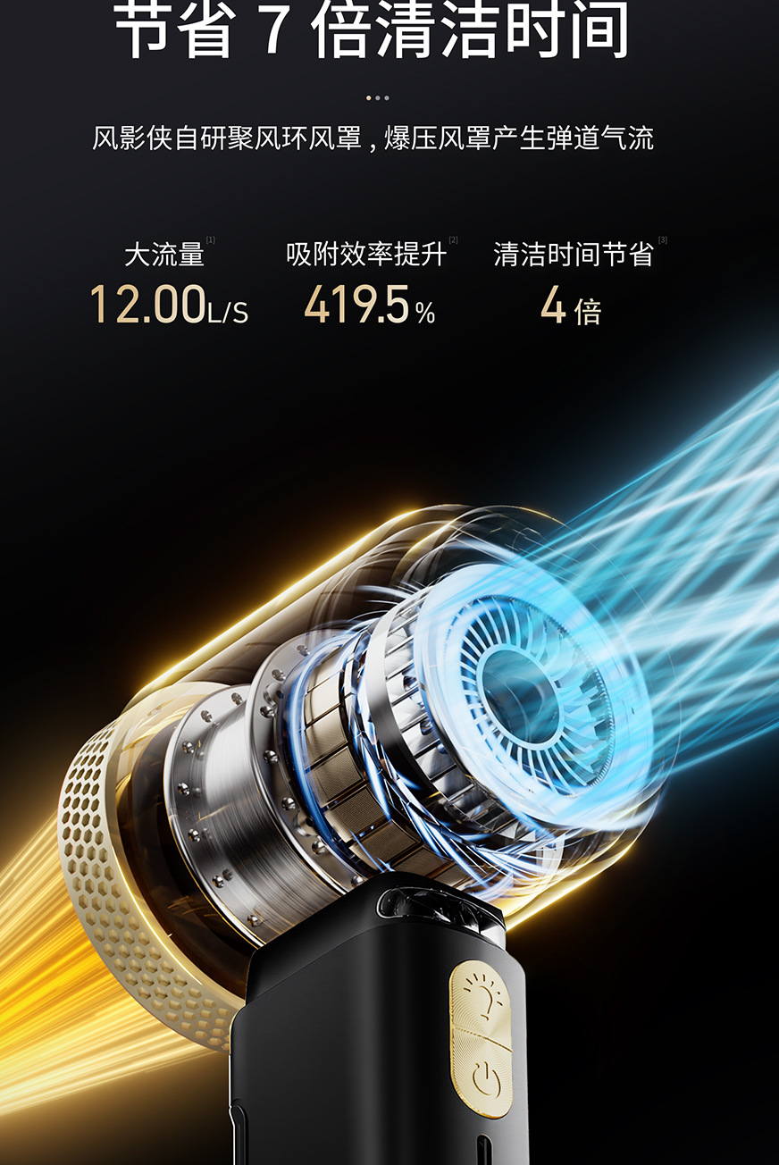 Car Vacuum Cleaner, Car Handheld Brushless Vacuum Cleaner, Wireless Dust Collector for Motorcycles, Suction and Blowing Dual-Purpose Pet Hair Collector