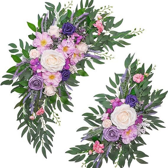 Arco de Flores Artificiales para Boda, Arreglo Floral, Decoración de Área de Bienvenida, Diseño Exterior, Flores Artificiales al por Mayor, Plantas Verdes, Diseño de Boda