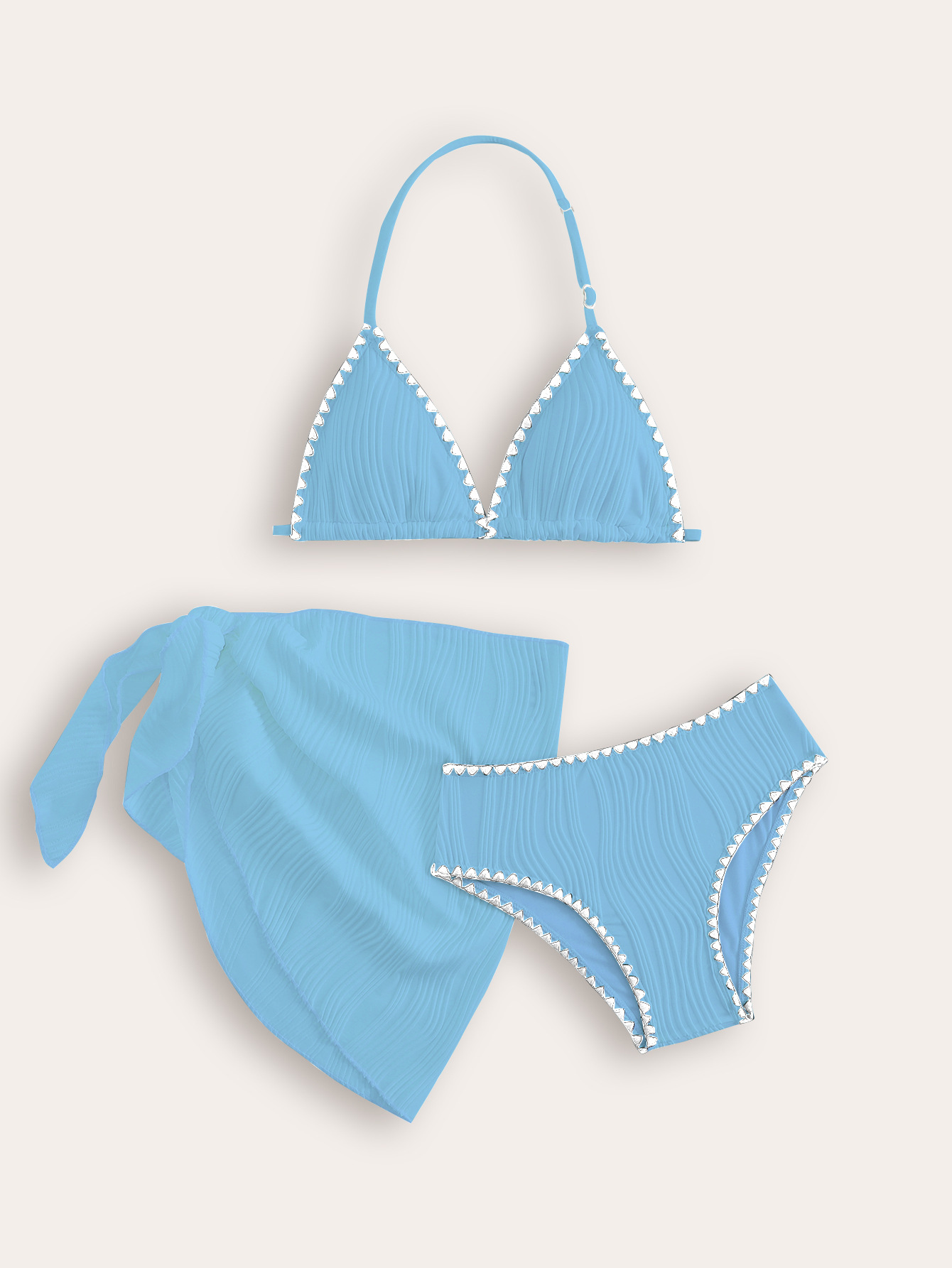 Classic Solid Colour Bikini Swimsuit Set For Teens Pool Beach_voghion.com