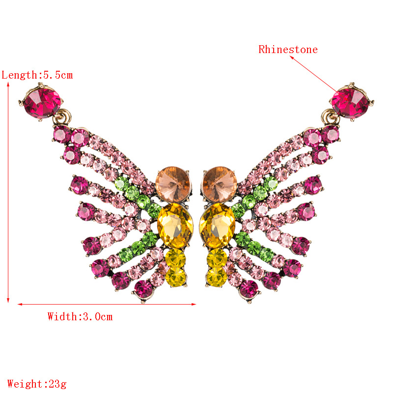 Fashion Inlaid Color Rhinestones Butterfly Earrings display picture 1