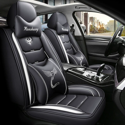 cushion fully enclosed leather seat cover: Seat cushion, seat cover - black-and-white-deluxe-edition-full-leather