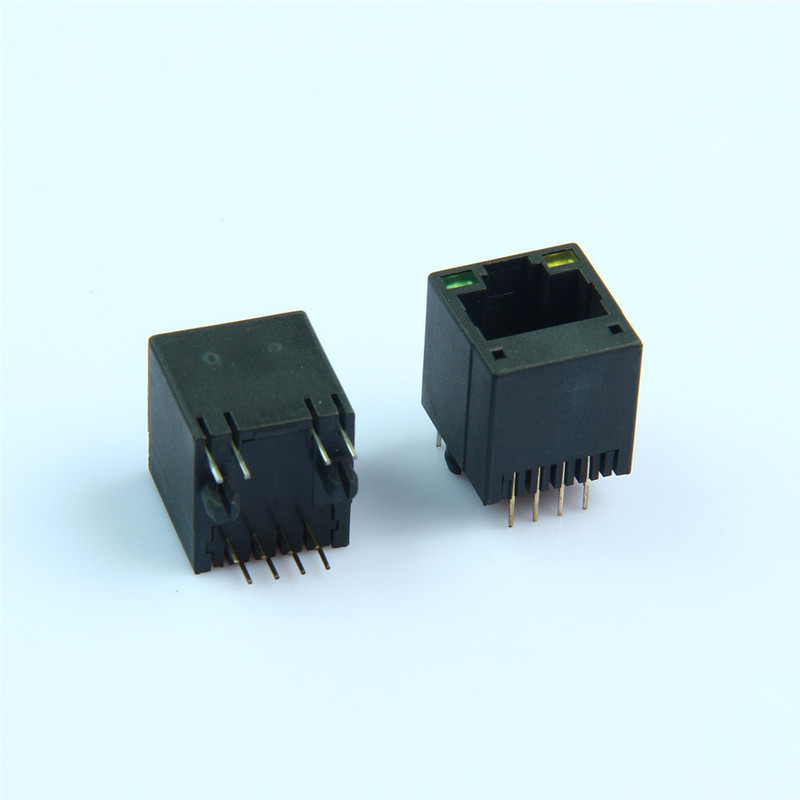 RJ45 vertical female socket interface connector 180 degrees direct plug full plastic DIP Ethernet socket female socket with light RJ45 vertical female socket interface connector 180 degrees direct plug full plastic DIP Ethernet socket female socket with light