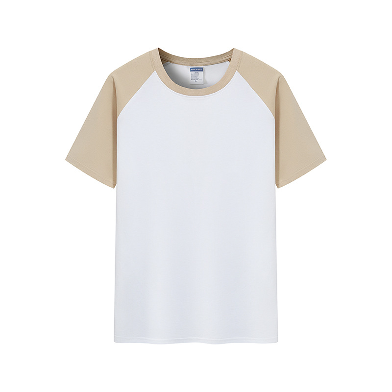 Verano nuevo 200g Raglan color a juego de manga corta camiseta juventud algodón retro contraste suelto color cuello redondo top