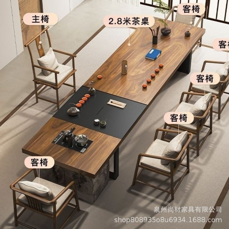 [핫셀링 남미산 호두] 2.8m 테이블 + 메인체어 + 게스트체어 5개