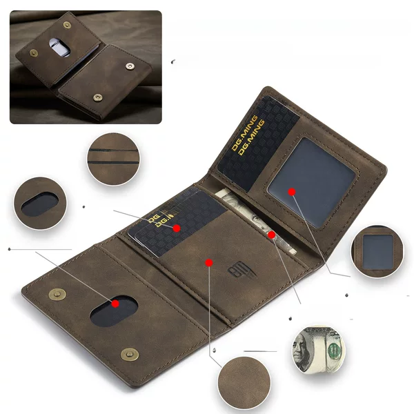 Dg.Ming Brown 70% off Card Holder Card Holder High-End Retro Pu Card Holder Leather Case Multi-Functional Magnetic Small Card Holder