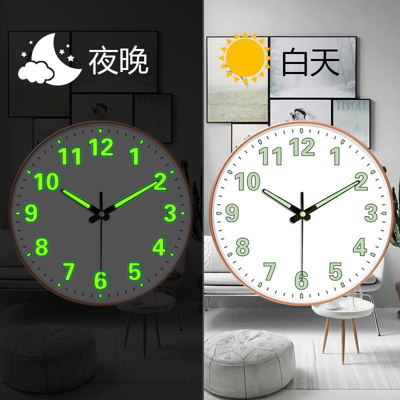 時計家庭用壁掛け夜光掛け時計寝室客間石英時計円形時計軽贅沢壁掛け時計|undefined