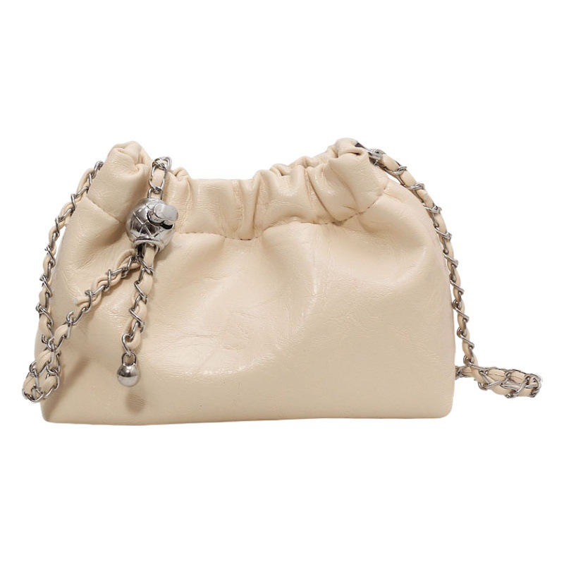 Estilo coreano moda aceite cera cuero cadena bolsa para mujeres 2023 nueva moda simple cubo bolsa nicho textura bolsa de mensajero