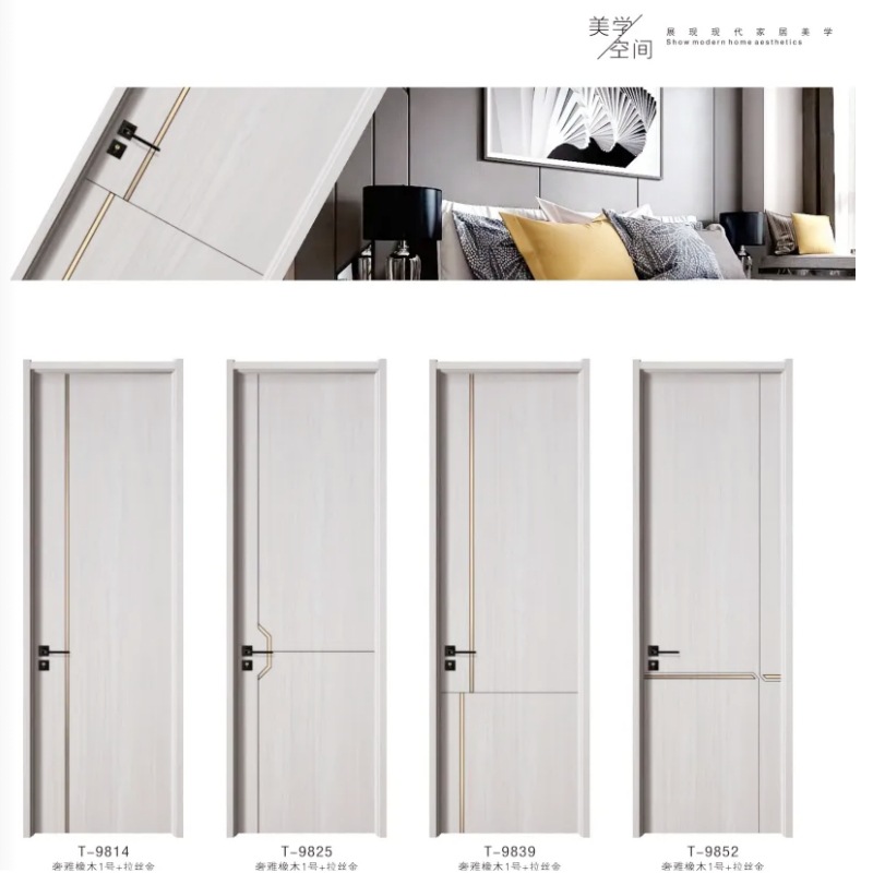 Puerta compuesta de madera sólida interior ecológica libre de pintura puerta de cristal de carbono dormitorio puerta de madera de pintura horneada puerta de madera de ingeniería de hotel