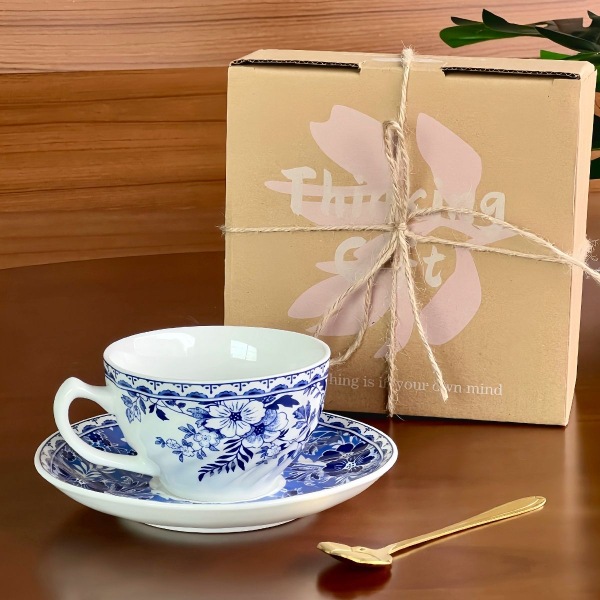 Tazas de café de porcelana azul, exportaciones de tazas de café de serie de flores azules británicas, tazas de café de cafetera de granos, tazas de café de estilo británico, tazas de latte