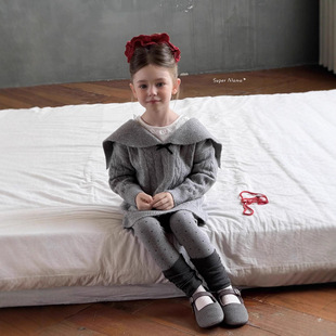Supermama Autum New Knitted Sweater Pullover Outwear Girls Sweater Kidsren's Polka Dot Leggings Small and Medium