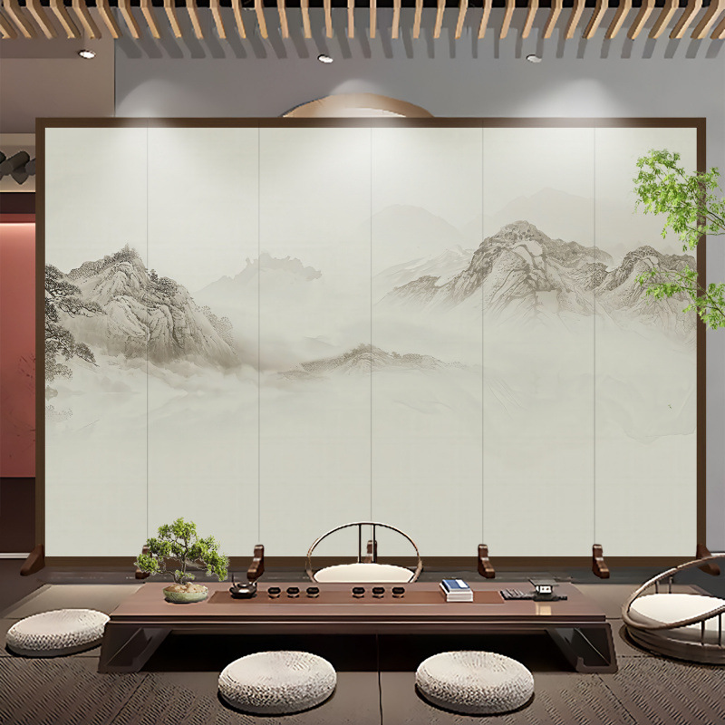 Pantalla de estilo chino sala de estar puerta de entrada cubierta oficina hotel paisaje pintura plegable pantalla plegable móvil clásica