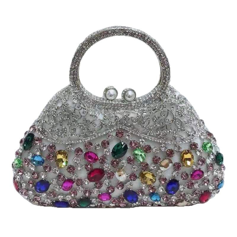 Bolso de piedra estricta hueco metal con diamantes bolso de banquete europeo y americano bolso de mujer