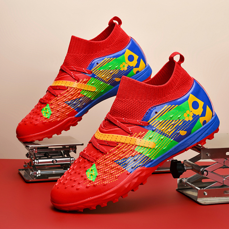 Zapatos de Fútbol de Corte Medio de Piel Sintética Antideslizantes y Ligeros para Césped