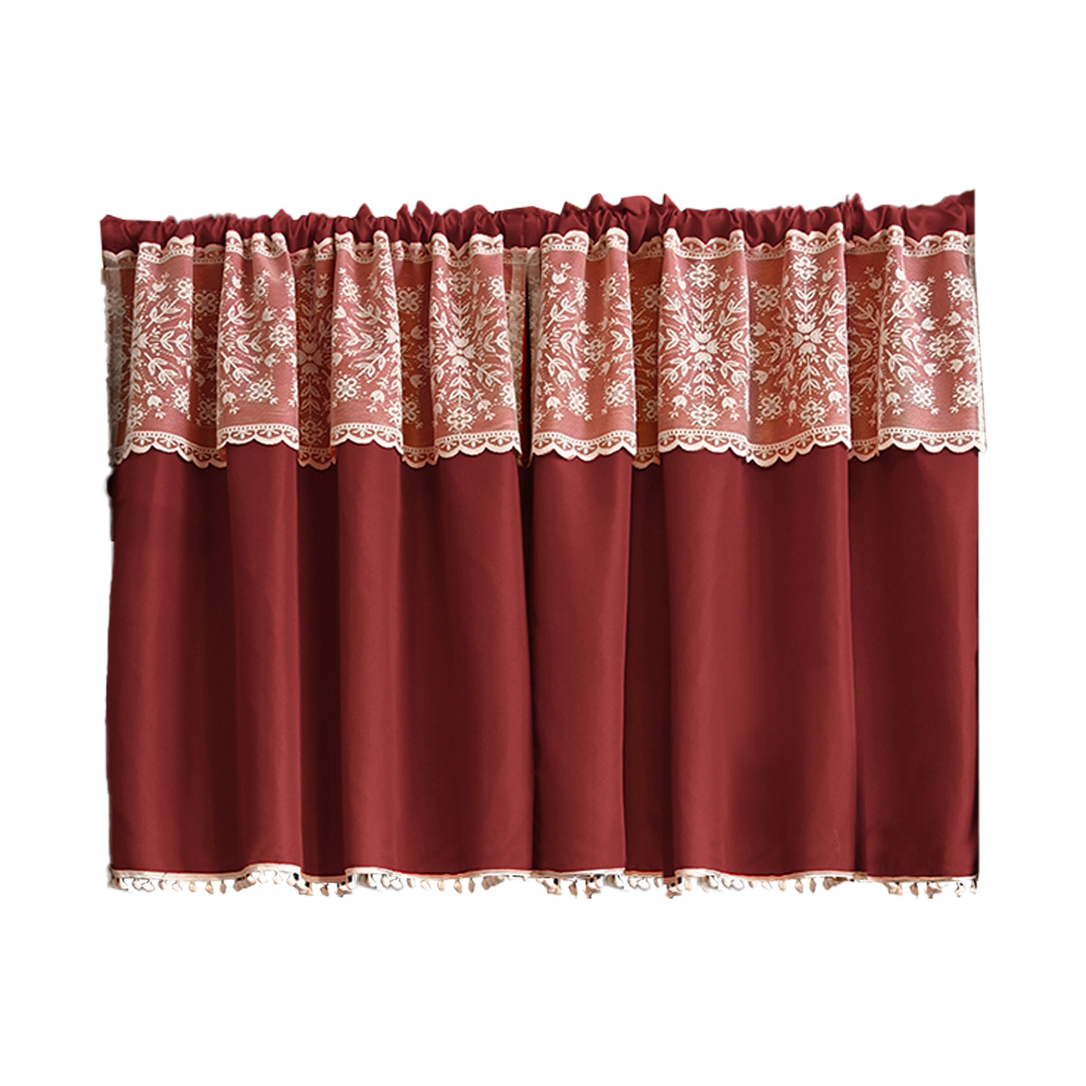 Nuevas cortinas de Navidad transfronterizas primavera yarida semitransparente copo de nieve borde de bola cortina de bola de barra de presión de línea TEMU