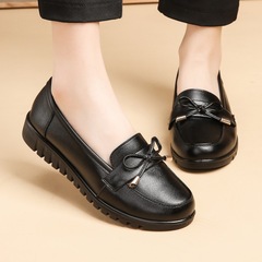 KFC work shoes women's flat non-slip mom shoes casual genuine leather comfortable work shoes black women's leather shoes