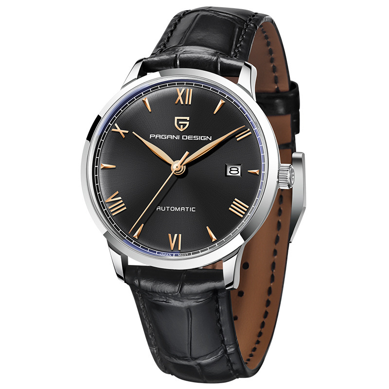 Bojiani Pagani reloj para hombre reloj mecánico automático Correa impermeable de acero inoxidable Reloj simple de negocios 1759