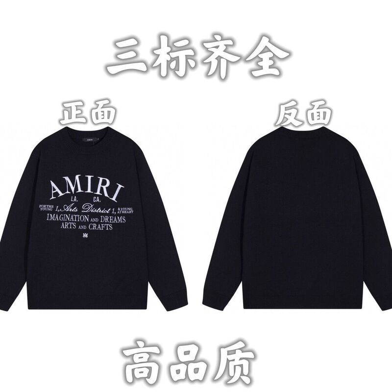 24秋冬新款潮牌字母满身logo圆领针织毛衣男女款宽松休闲上衣|undefined