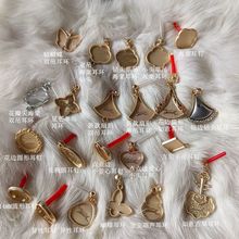 新款扇形圆形海棠国风耳环 掐丝点翠宋锦贴布饰品配件材料厂家