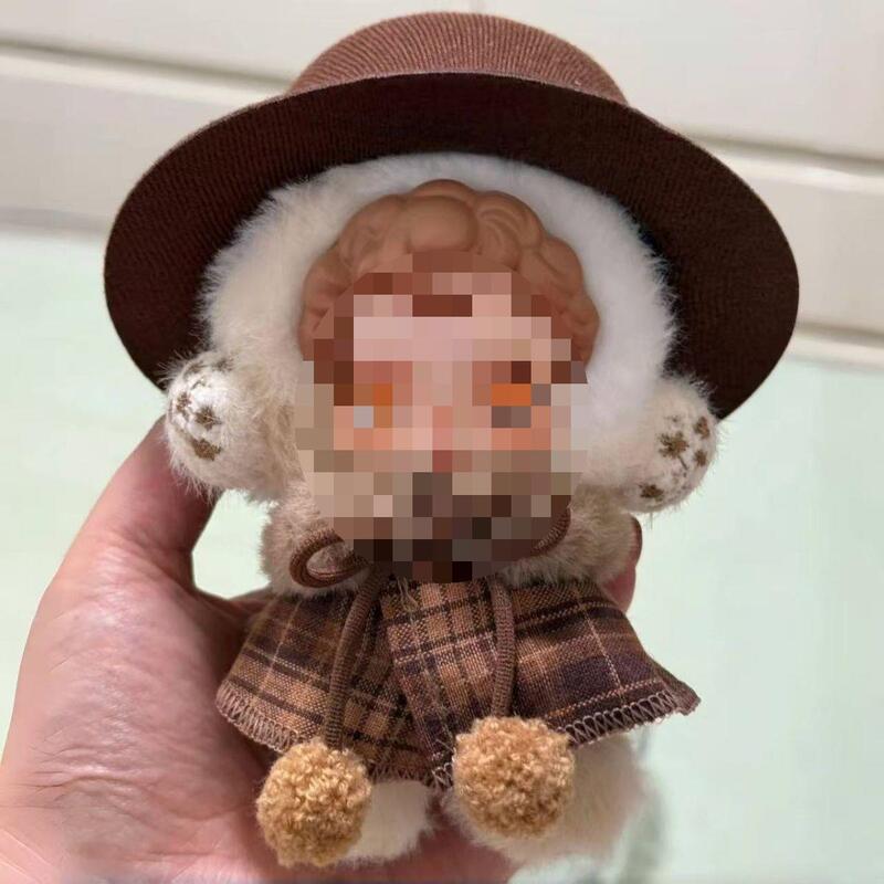 毛绒斗篷礼帽新年自嘲套装超萌复古格纹娃衣cm公仔玩偶娃浩鹤|undefined