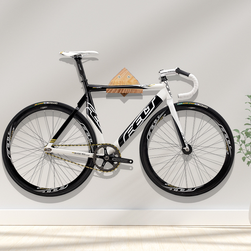 Estante de pared de bicicleta gancho de madera maciza carretera coche montado en la pared vertical estante de estacionamiento soporte de exhibición