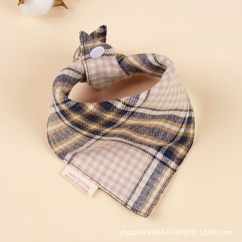 Bebé de algodón bebé babero triángulo BiB Snap de doble capa babero recién nacido niños bufanda a cuadros cuatro estaciones