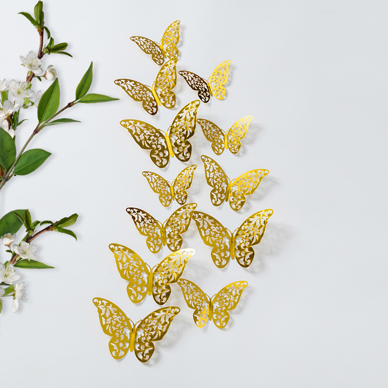 3D 3D color simulación mariposa pegatinas de pared sala de estar dormitorio fondo decoración de pared sentido avanzado hogar creativo bricolaje