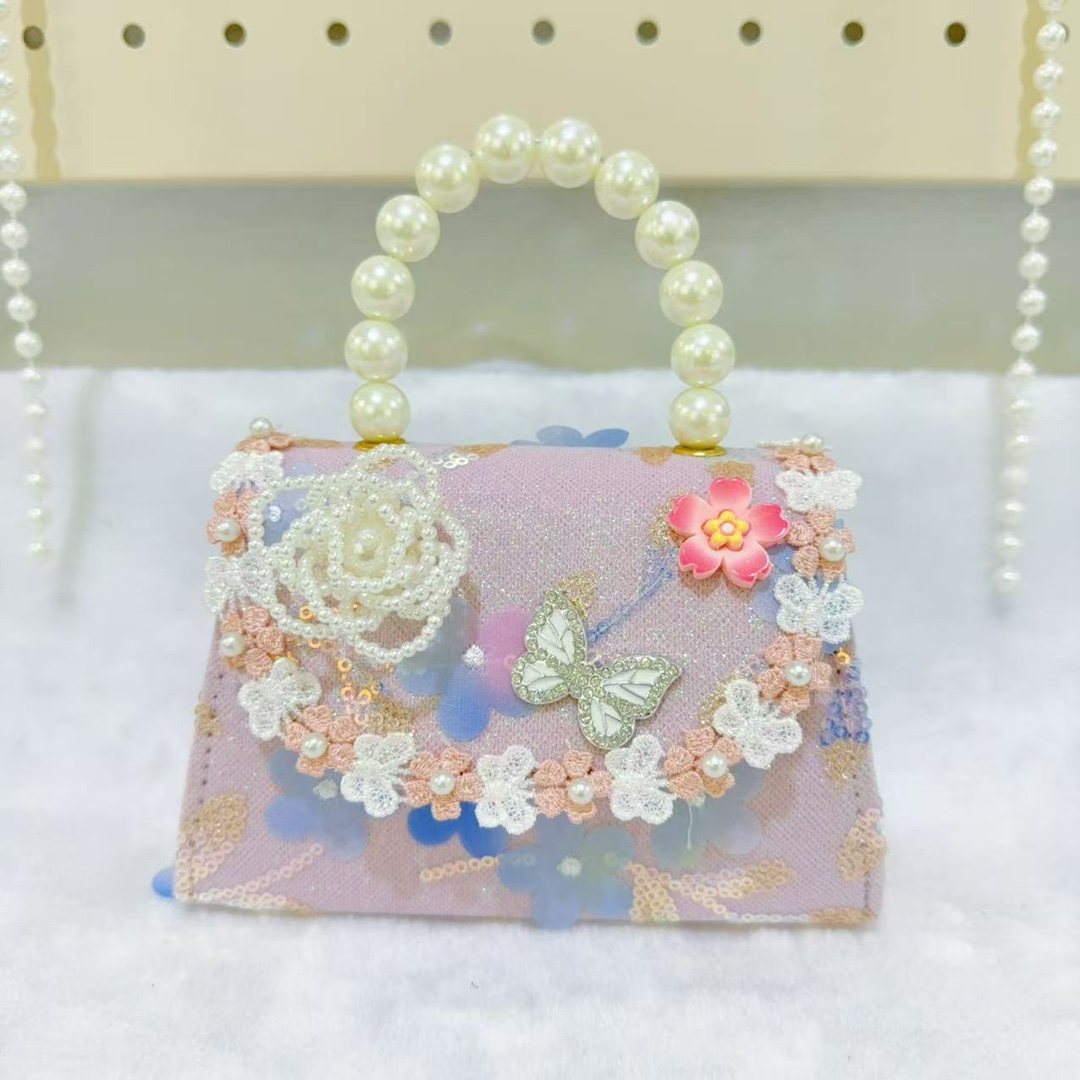 Bolsos infantiles, bolsos de cambio de niña, bolsos de mano de perlas, bolsos de almacenamiento, accesorios de perlas.