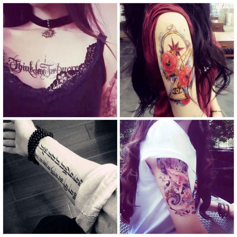 Internet Celebrity Sexy Flower Arm Tattoo Sticker Waterproof Long-Lasting Artificial Calf Arm Social Stylish Pattern Sticker Non-Permanent