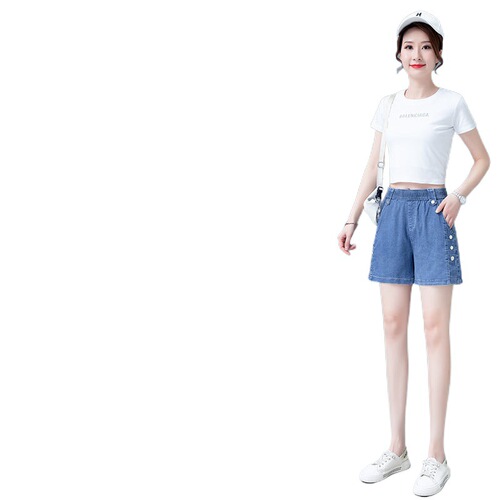 Women's Summer Ultra-Thin Tied-Up Waist Denim Shorts, Heat-Proof Ice Silk Slim Straight Leg Pants, Cool Five-Finger Shorts